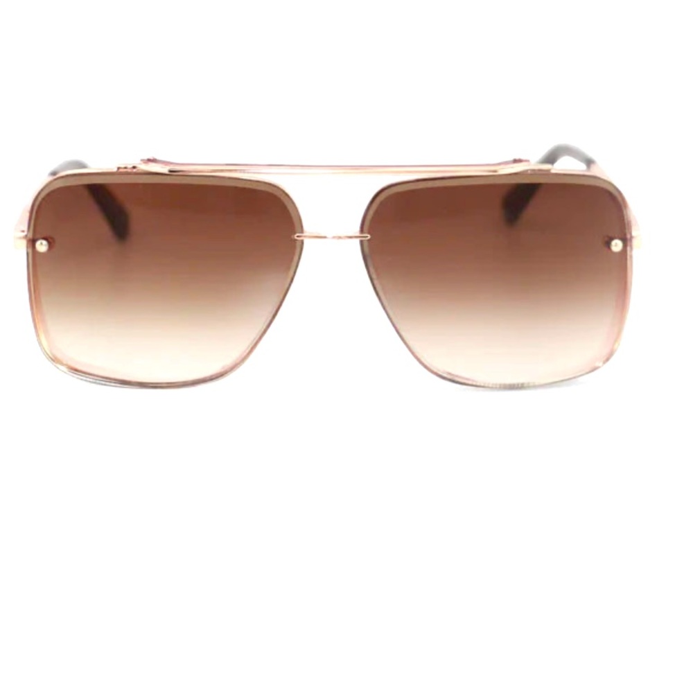 New Topfoxx Bella coffee tangle free aviator sunglasses gold metal frames